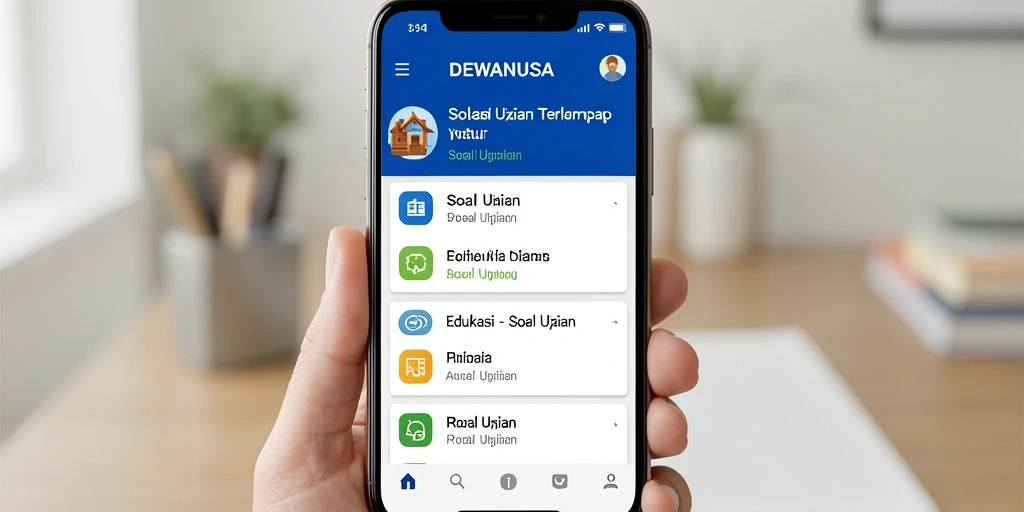 Antarmuka aplikasi DEWANUSA untuk Soal Ujian yang interaktif.