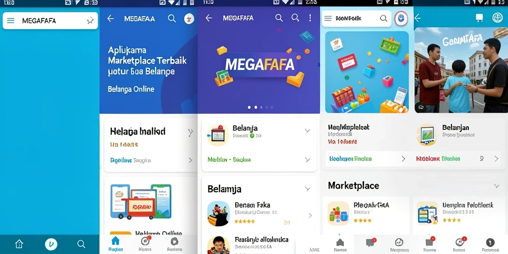 Tampilan antarmuka utama aplikasi MEGAFAFA untuk belanja online yang nyaman.