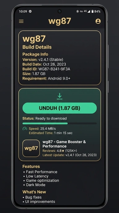 Tampilan halaman APK wg87