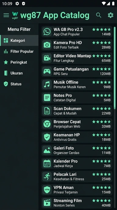 Tampilan katalog aplikasi wg87