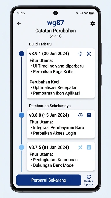 Tampilan riwayat versi wg87